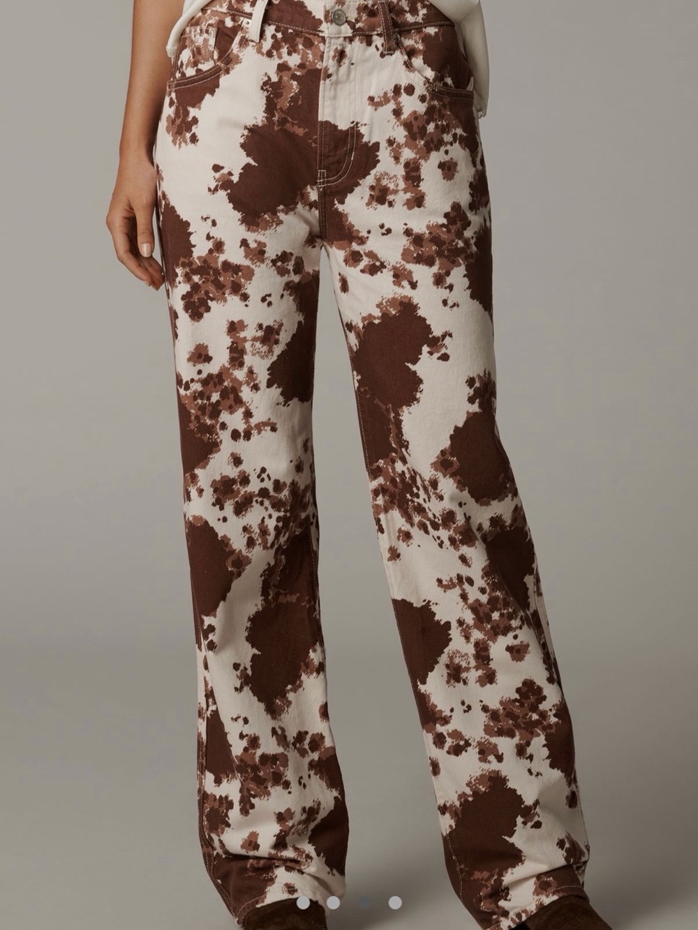 Reformation Brown and White Cowprint Straight Jeans - Picture 3 of 5